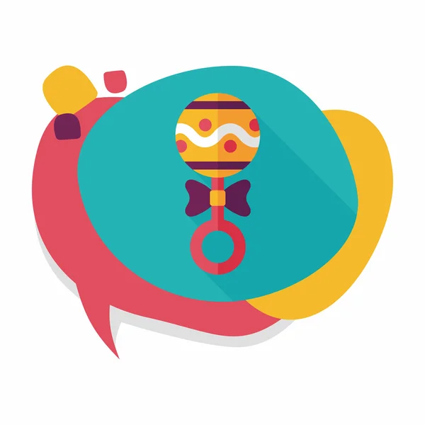 Baby rattle flat icon with long shadow, EPS 10 — стоковый вектор