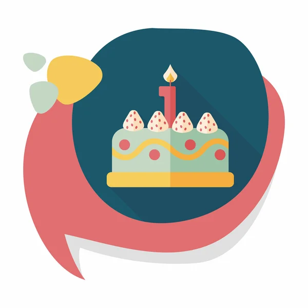 Verjaardag cake platte pictogram met lange schaduw, eps10 — Stockvector