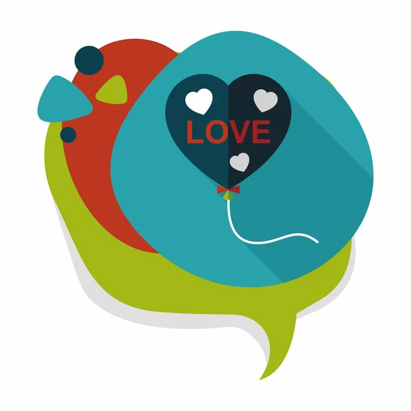 Love balloons flat icon with long shadow, eps10 — стоковый вектор