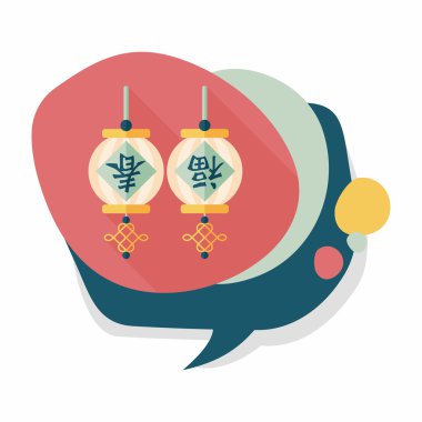 Çin yeni yılı uzun gölge, eps10, Çinli şenlik ile düz simgesi