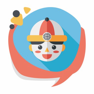 Çin yeni yılı çocuk düz simgesi ile uzun gölge, eps10