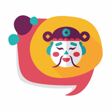 Çin yeni yılı düz simgesi ile uzun gölge, eps10, zenginlik tanrısı