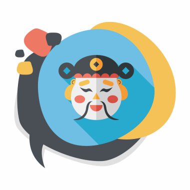 Çin yeni yılı düz simgesi ile uzun gölge, eps10, zenginlik tanrısı