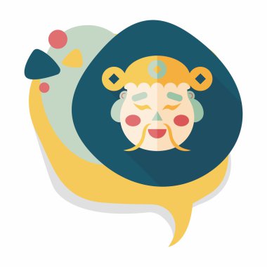 Çin yeni yılı düz simgesi ile uzun gölge, eps10, zenginlik tanrısı