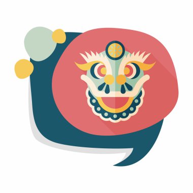 Çin yeni yılı düz simgesi ile uzun gölge, eps10, dragon ve