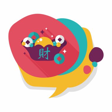 Çin yeni yılı düz simgesi ile uzun gölge, eps10, Altın külçe wi