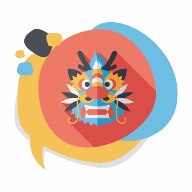 Çin yeni yılı düz simgesi ile uzun gölge, eps10, dragon ve