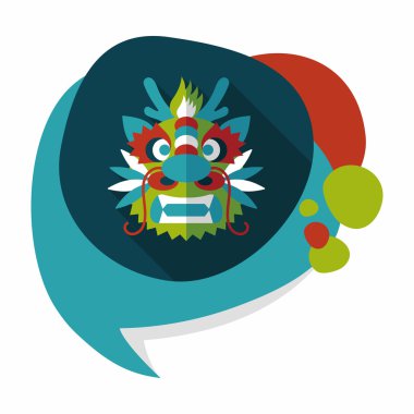 Çin yeni yılı düz simgesi ile uzun gölge, eps10, dragon ve