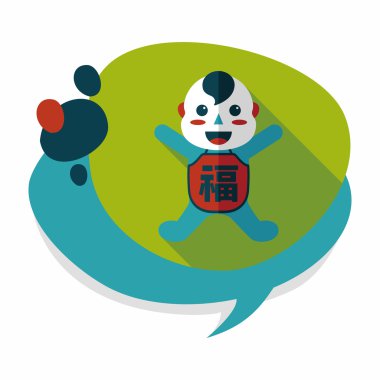 Çin yeni yılı uzun gölge, eps10, Maitreya bez bebek ile düz simgesi