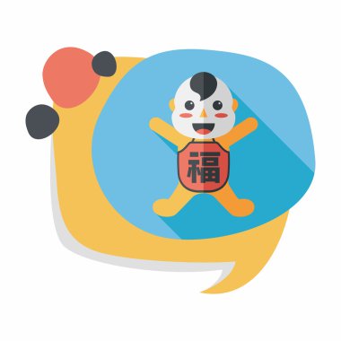 Çin yeni yılı uzun gölge, eps10, Maitreya bez bebek ile düz simgesi