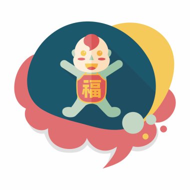 Çin yeni yılı uzun gölge, eps10, Maitreya bez bebek ile düz simgesi