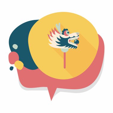 Çin yeni yılı düz simgesi ile uzun gölge, eps10, dragon ve