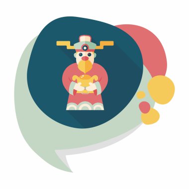 Çin yeni yılı düz simgesi ile uzun gölge, eps10, zenginlik tanrısı