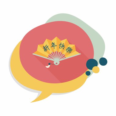 Çin yeni yılı uzun gölge, eps10, ile düz simgesi fan w katlama