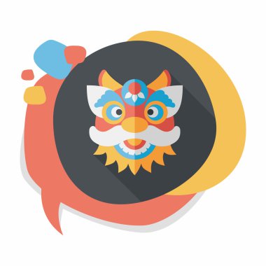 Çin yeni yılı düz simgesi ile uzun gölge, eps10, dragon ve