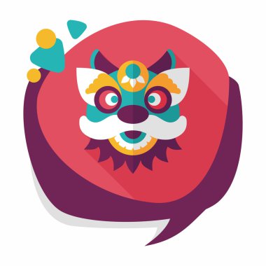 Çin yeni yılı düz simgesi ile uzun gölge, eps10, dragon ve