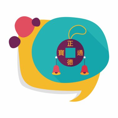 Çin yeni yılı düz simgesi ile uzun gölge, eps10, Kos şanslı p