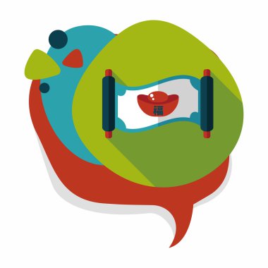 Çin yeni yılı uzun gölge, eps10, Altın külçe ca ile düz simgesi