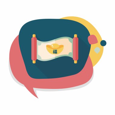 Çin yeni yılı uzun gölge, eps10, Altın külçe ca ile düz simgesi