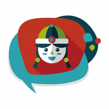 Çin yeni yılı kız uzun gölge, eps10 düz simgesiyle