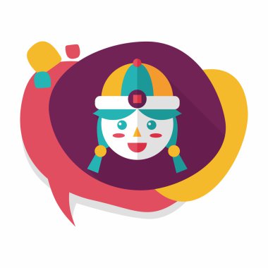 Çin yeni yılı kız uzun gölge, eps10 düz simgesiyle