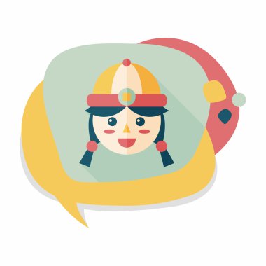 Çin yeni yılı kız uzun gölge, eps10 düz simgesiyle