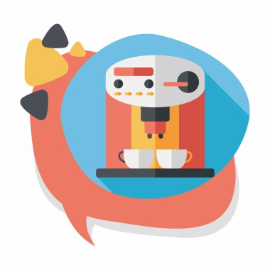 Kahve makinesi düz simgesi, uzun gölge, eps10