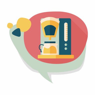 Kahve makinesi düz simgesi, uzun gölge, eps10