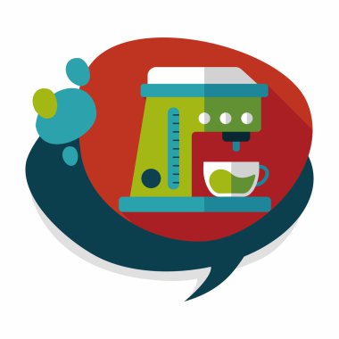 Kahve makinesi düz simgesi, uzun gölge, eps10