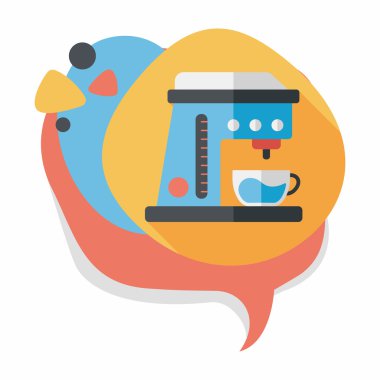 Kahve makinesi düz simgesi, uzun gölge, eps10