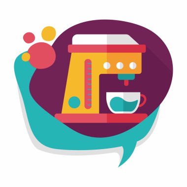 Kahve makinesi düz simgesi, uzun gölge, eps10