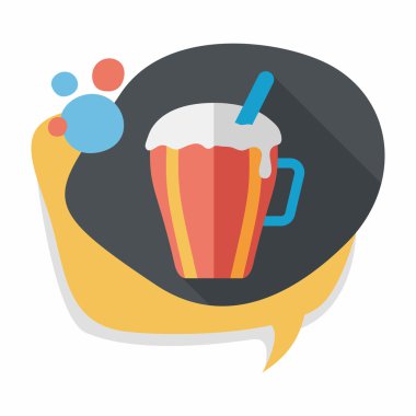 sıcak süt krem kahve düz simgesi ile uzun gölge, eps10