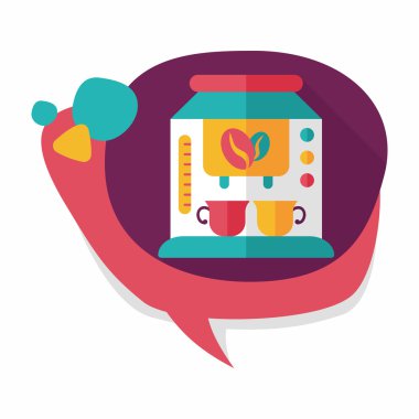 Kahve makinesi düz simgesi, uzun gölge, eps10