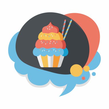 cupcake düz simgesi ile uzun gölge, eps10
