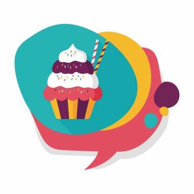 cupcake düz simgesi ile uzun gölge, eps10