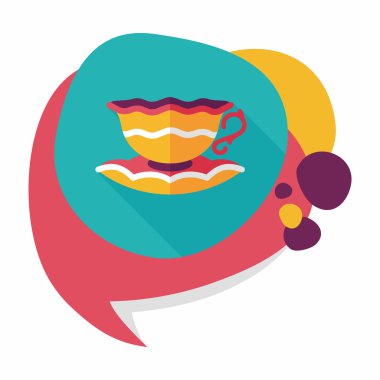 Kahve Kupası düz simgesi ile uzun gölge, eps10