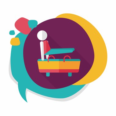 jimnastik Kulplu beygir düz simgesi ile uzun gölge, eps10