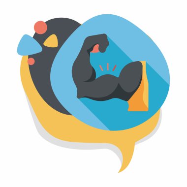 Muscle man plat pictogram met lange schaduw, eps10