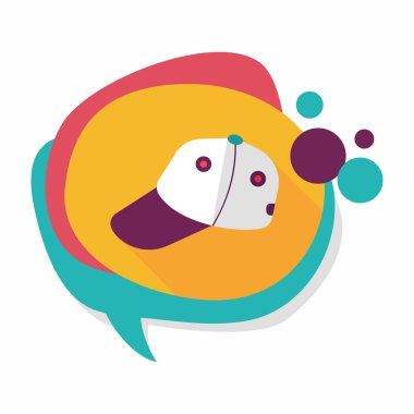 beyzbol kap düz simgesi ile uzun gölge, eps10