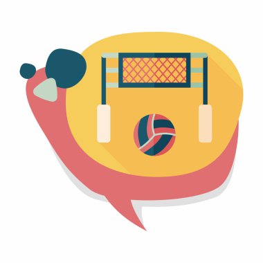 Voleybol düz simgesi ile uzun gölge, eps10