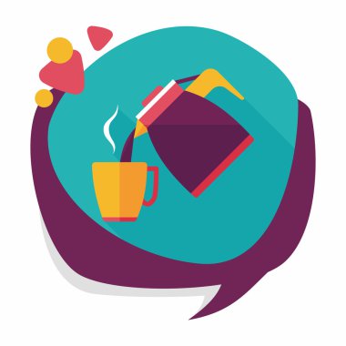 sıcak çay uzun gölge, eps10 düz simgesiyle