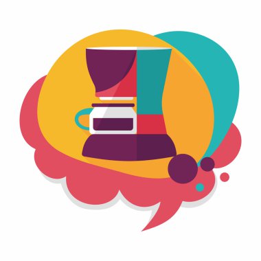 Kahve makinesi düz simgesi, uzun gölge, eps10