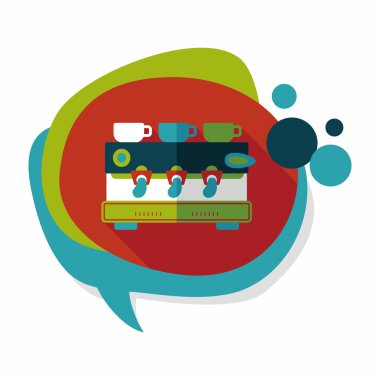 Kahve makinesi düz simgesi, uzun gölge, eps10