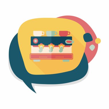 Kahve makinesi düz simgesi, uzun gölge, eps10