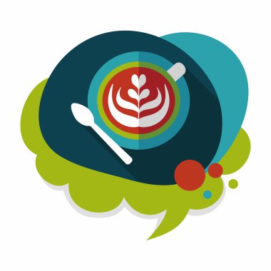 kahve latte sanat düz simgesiyle uzun gölge, eps10
