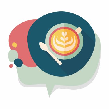 kahve latte sanat düz simgesiyle uzun gölge, eps10