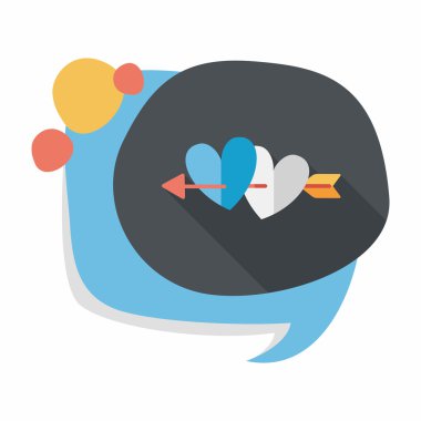 Sevgililer günü kalp ok ve yayla düz simgesi ile uzun gölge, e