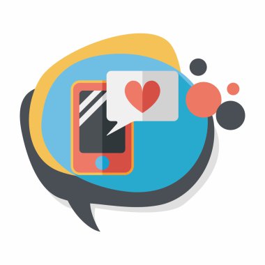 Sevgililer günü mesajı telefon düz simgesiyle uzun gölge, eps10