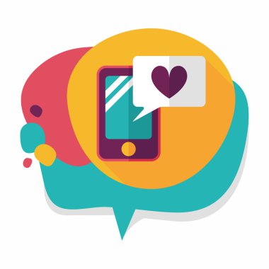 Sevgililer günü mesajı telefon düz simgesiyle uzun gölge, eps10