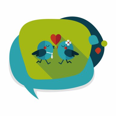 Sevgililer sevgilisi kuş düz simgesi ile uzun gölge, eps10